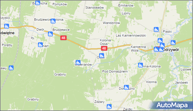 mapa Ossa gmina Odrzywół, Ossa gmina Odrzywół na mapie Targeo