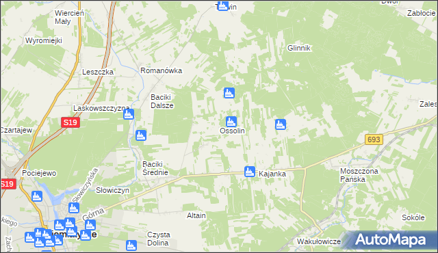 mapa Ossolin gmina Siemiatycze, Ossolin gmina Siemiatycze na mapie Targeo