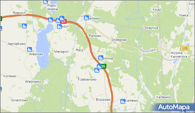 mapa Ostromice, Ostromice na mapie Targeo