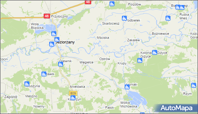 mapa Ostrów gmina Michów, Ostrów gmina Michów na mapie Targeo