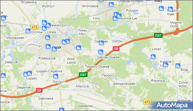 mapa Ostrów-Osiedle, Ostrów-Osiedle na mapie Targeo