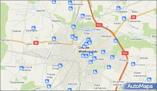 mapa Ostrów Wielkopolski, Ostrów Wielkopolski na mapie Targeo