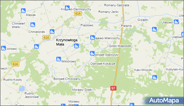 mapa Ostrowe-Stańczyki, Ostrowe-Stańczyki na mapie Targeo