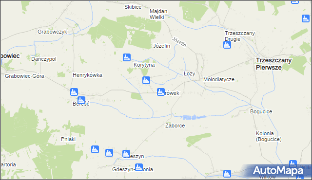 mapa Ostrówek gmina Trzeszczany, Ostrówek gmina Trzeszczany na mapie Targeo