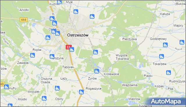 mapa Ostrzeszów-Pustkowie, Ostrzeszów-Pustkowie na mapie Targeo