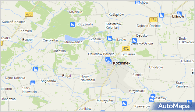 mapa Osuchów gmina Koźminek, Osuchów gmina Koźminek na mapie Targeo