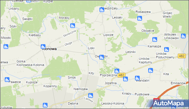 mapa Owieczki gmina Klonowa, Owieczki gmina Klonowa na mapie Targeo