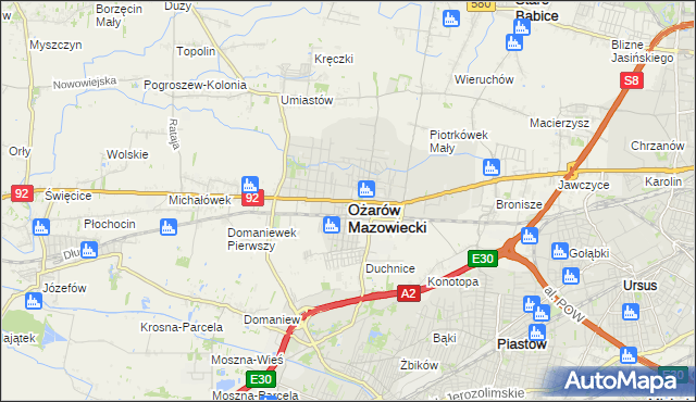 mapa Ożarów Mazowiecki, Ożarów Mazowiecki na mapie Targeo