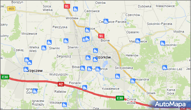 mapa Ozorków, Ozorków na mapie Targeo