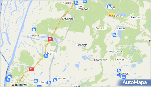 mapa Pacholęta, Pacholęta na mapie Targeo
