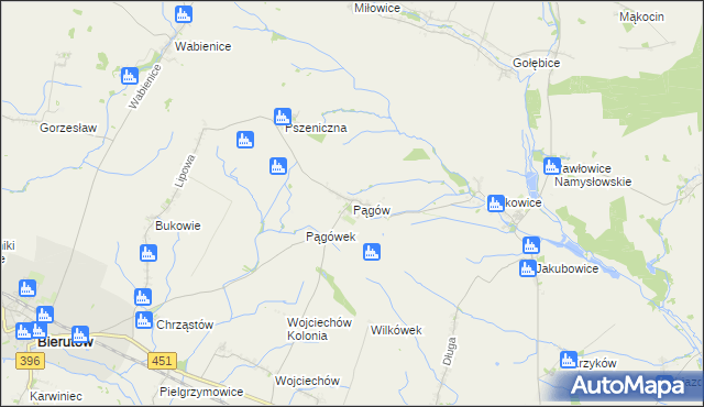 mapa Pągów gmina Wilków, Pągów gmina Wilków na mapie Targeo