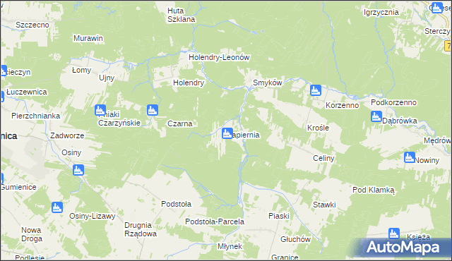 mapa Papiernia gmina Raków, Papiernia gmina Raków na mapie Targeo