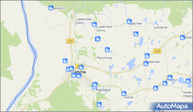 mapa Parchnica, Parchnica na mapie Targeo