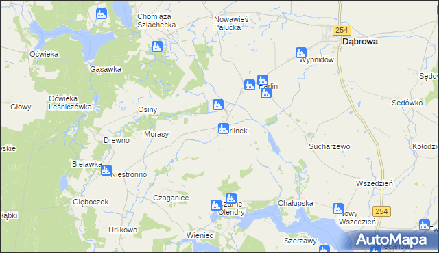 mapa Parlinek, Parlinek na mapie Targeo