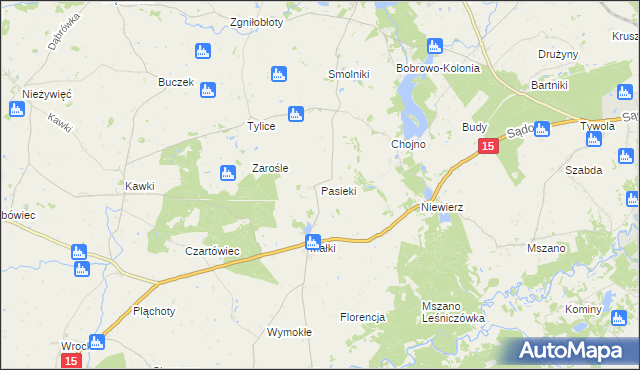 mapa Pasieki gmina Bobrowo, Pasieki gmina Bobrowo na mapie Targeo