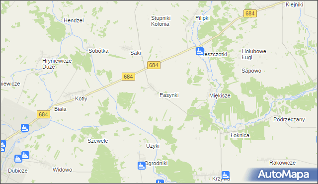 mapa Pasynki gmina Bielsk Podlaski, Pasynki gmina Bielsk Podlaski na mapie Targeo