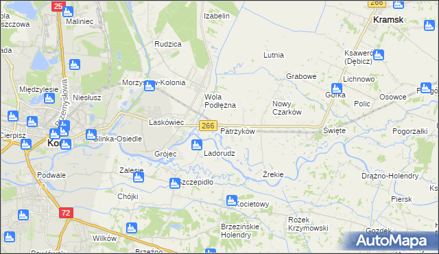 mapa Patrzyków gmina Kramsk, Patrzyków gmina Kramsk na mapie Targeo