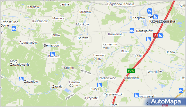mapa Pawłów Dolny, Pawłów Dolny na mapie Targeo
