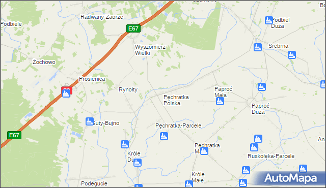 mapa Pęchratka Polska, Pęchratka Polska na mapie Targeo