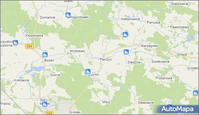 mapa Pełczyn gmina Wołów, Pełczyn gmina Wołów na mapie Targeo