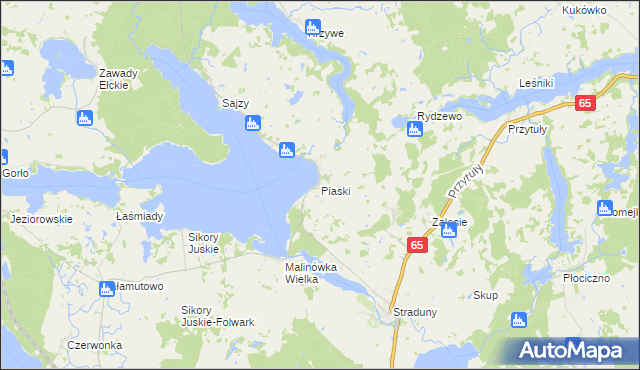 mapa Piaski gmina Ełk, Piaski gmina Ełk na mapie Targeo