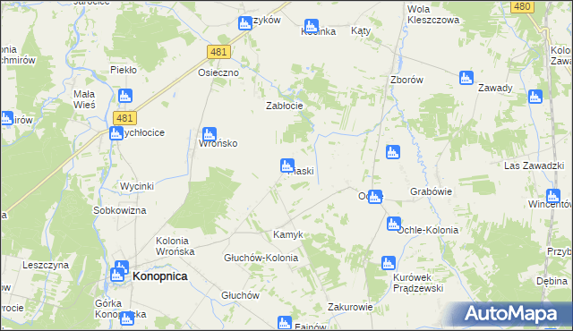 mapa Piaski gmina Konopnica, Piaski gmina Konopnica na mapie Targeo