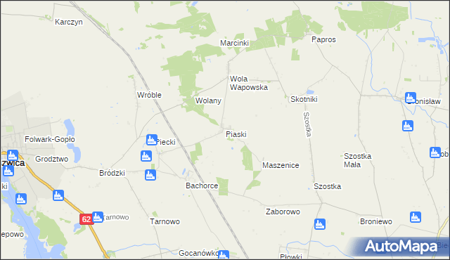 mapa Piaski gmina Kruszwica, Piaski gmina Kruszwica na mapie Targeo