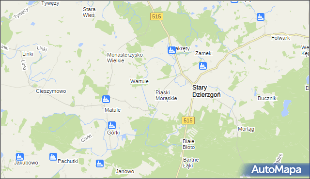 mapa Piaski Morąskie, Piaski Morąskie na mapie Targeo