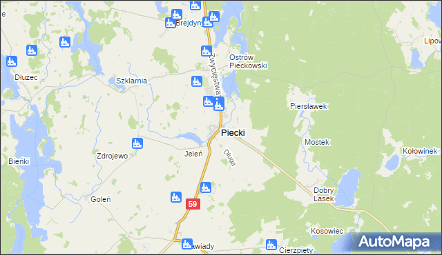 mapa Piecki powiat mrągowski, Piecki powiat mrągowski na mapie Targeo