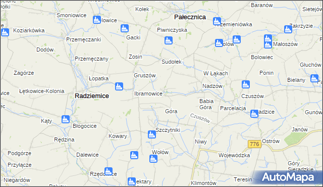 mapa Pieczonogi gmina Pałecznica, Pieczonogi gmina Pałecznica na mapie Targeo