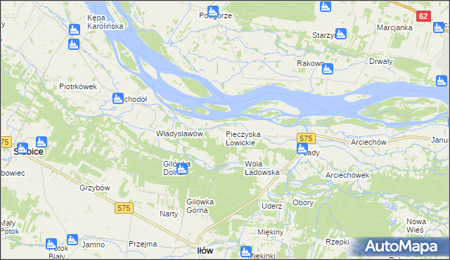 mapa Pieczyska Łowickie, Pieczyska Łowickie na mapie Targeo