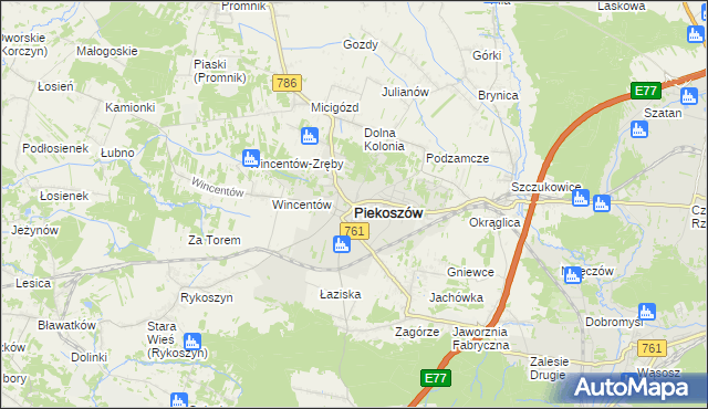 mapa Piekoszów, Piekoszów na mapie Targeo