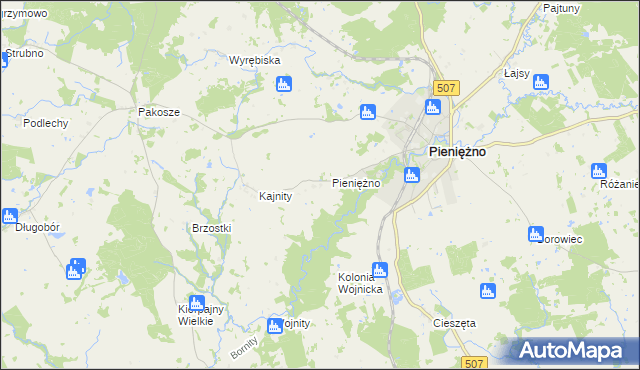 mapa Pieniężno Pierwsze, Pieniężno Pierwsze na mapie Targeo