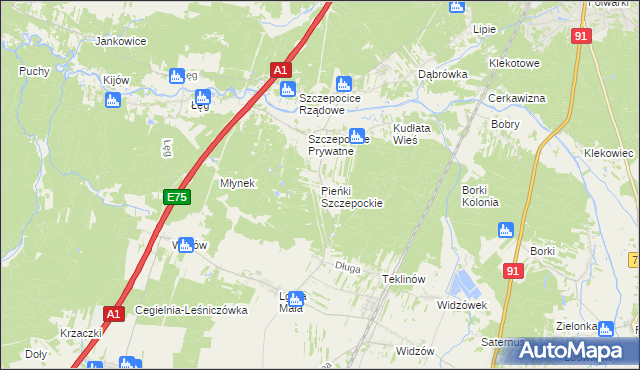 mapa Pieńki Szczepockie, Pieńki Szczepockie na mapie Targeo