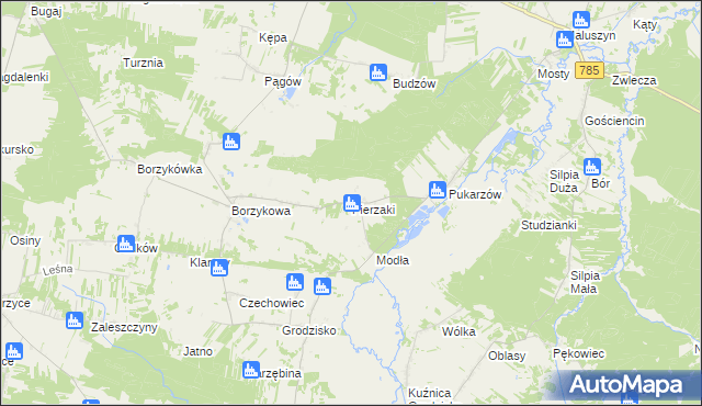 mapa Pierzaki, Pierzaki na mapie Targeo