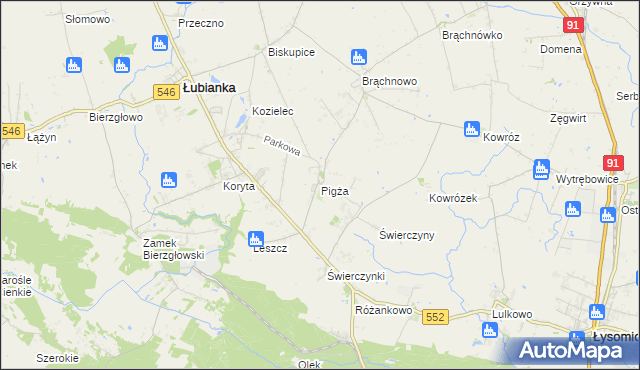 mapa Pigża gmina Łubianka, Pigża gmina Łubianka na mapie Targeo