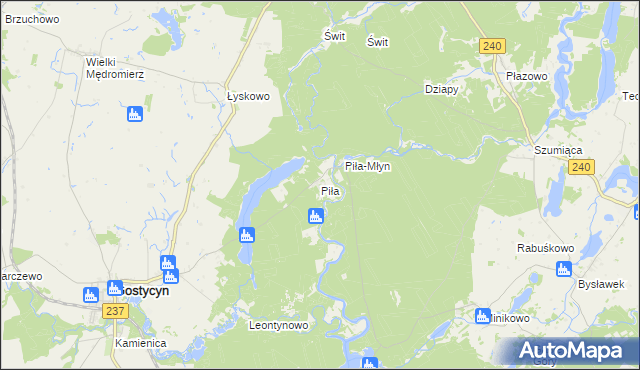 mapa Piła gmina Gostycyn, Piła gmina Gostycyn na mapie Targeo