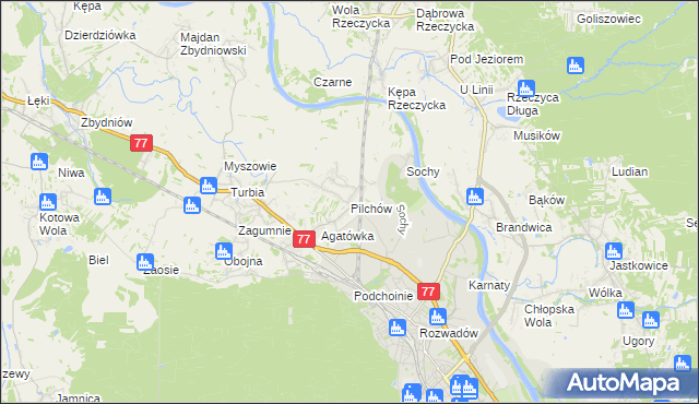 mapa Pilchów, Pilchów na mapie Targeo