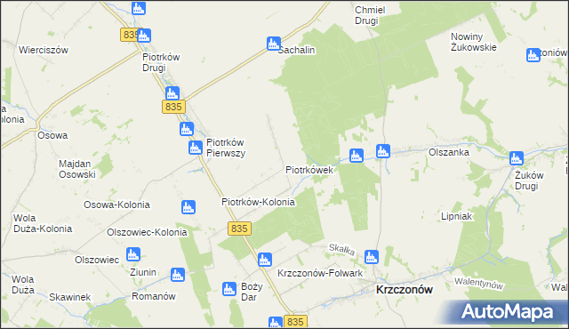 mapa Piotrkówek gmina Krzczonów, Piotrkówek gmina Krzczonów na mapie Targeo