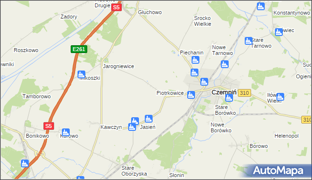 mapa Piotrkowice gmina Czempiń, Piotrkowice gmina Czempiń na mapie Targeo