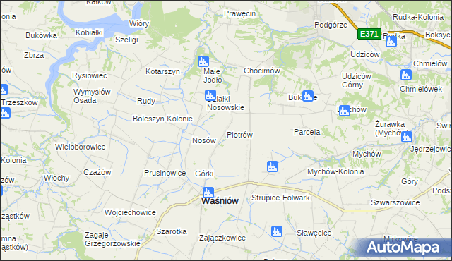mapa Piotrów gmina Waśniów, Piotrów gmina Waśniów na mapie Targeo