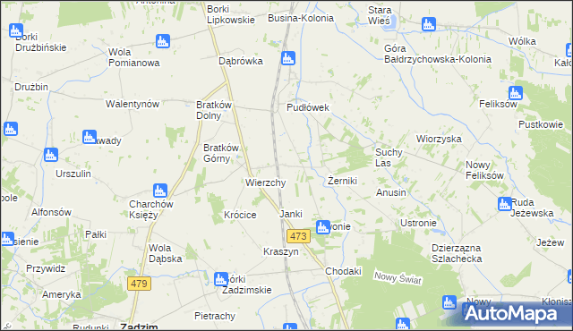 mapa Piotrów gmina Zadzim, Piotrów gmina Zadzim na mapie Targeo