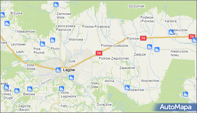 mapa Piotrów-Zagościniec, Piotrów-Zagościniec na mapie Targeo