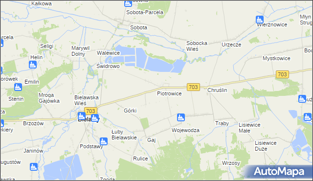 mapa Piotrowice gmina Bielawy, Piotrowice gmina Bielawy na mapie Targeo