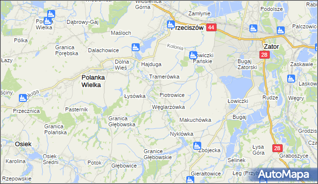 mapa Piotrowice gmina Przeciszów, Piotrowice gmina Przeciszów na mapie Targeo