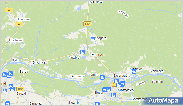 mapa Piotrowo gmina Obrzycko, Piotrowo gmina Obrzycko na mapie Targeo