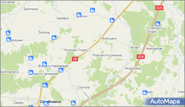 mapa Piotrowo-Krzywokoły, Piotrowo-Krzywokoły na mapie Targeo