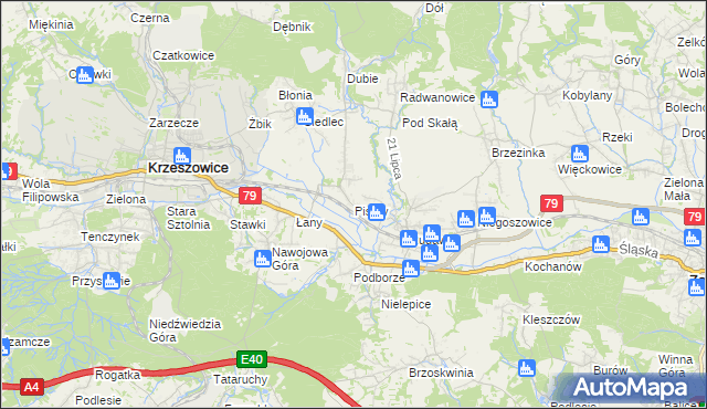 mapa Pisary gmina Zabierzów, Pisary gmina Zabierzów na mapie Targeo