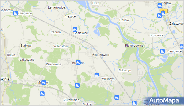 mapa Pisarzowice gmina Miękinia, Pisarzowice gmina Miękinia na mapie Targeo