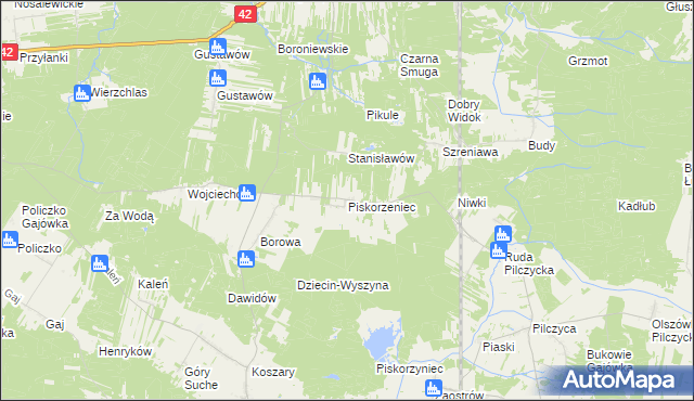 mapa Piskorzeniec, Piskorzeniec na mapie Targeo